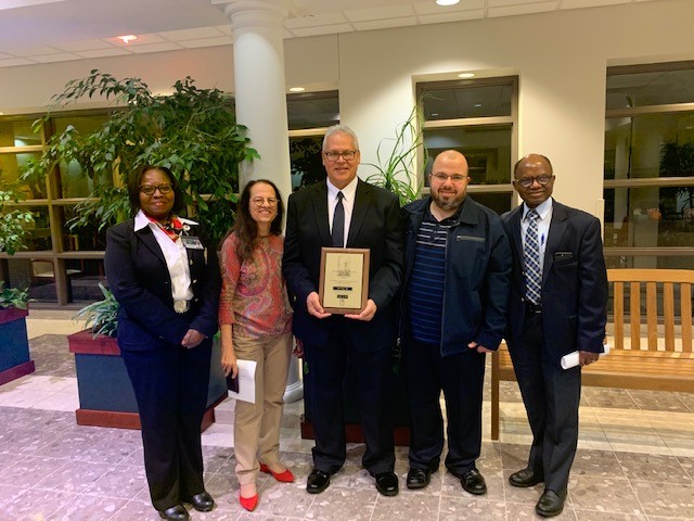 (Left-to-right): Modupe Awonuga, MD; Padmani Karna, MD; Said Omar, MD; Tarek Mohamed, MD; Nicholas Olomu, MD; celebrating Dr. Omar receiving the William B. Weil, Jr. MD, FAAP Endowed Distinguished Faculty in Pediatrics Award for 2019